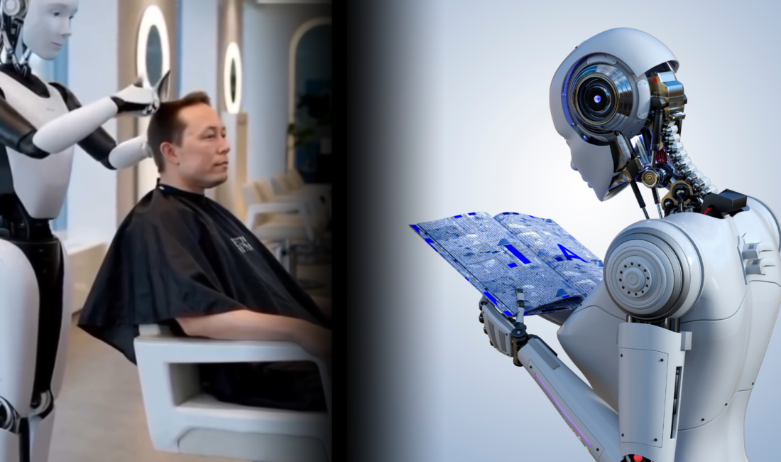 Sosyal medya da viral olan Elon Musk'un saçını robotun kestiği