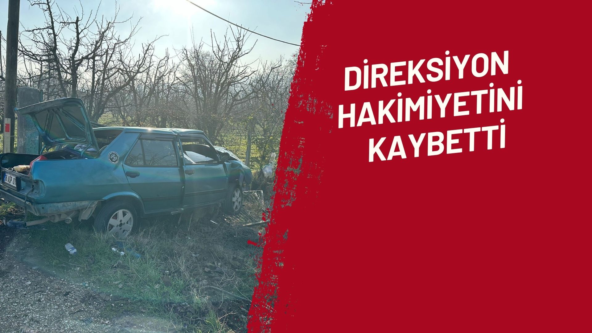 İnegöl'de kırsal İsaören mahallesi yolunda ilerlerken direksiyon hakimiyetini kaybeden otomobil